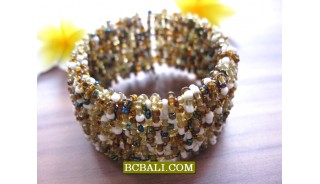 Mixed Glass Beads Cuff Bracelets Multi Seeds